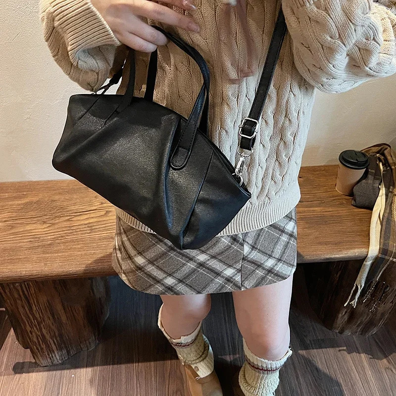 LEFTSIDE small PU leather cross body bag womens shoulder bag winter Korean fashion Y2K short handbag 250402
