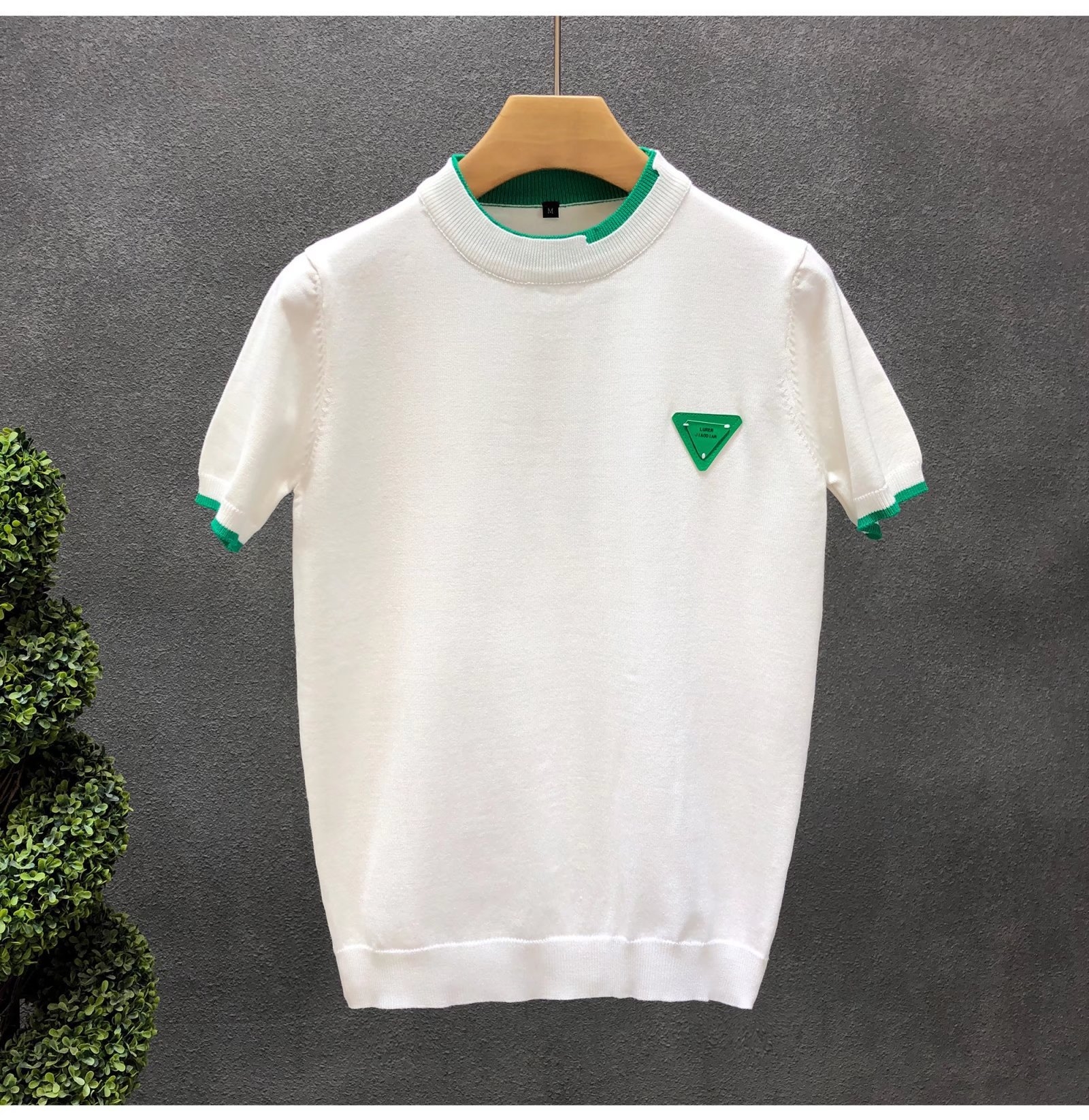 Free shipping trend white knit short sleeve ice silk men fashion handsome warm inside half sleeve T-shirt men's base shirt white black green
