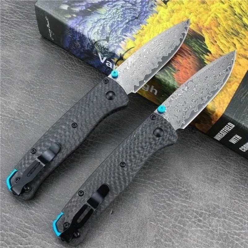 BM535 Pocket Folding Knife Damascus Steel Blade Carbon Fiber Handle Camping Durable Outdoor Hunting Self Defense KnifeT250402