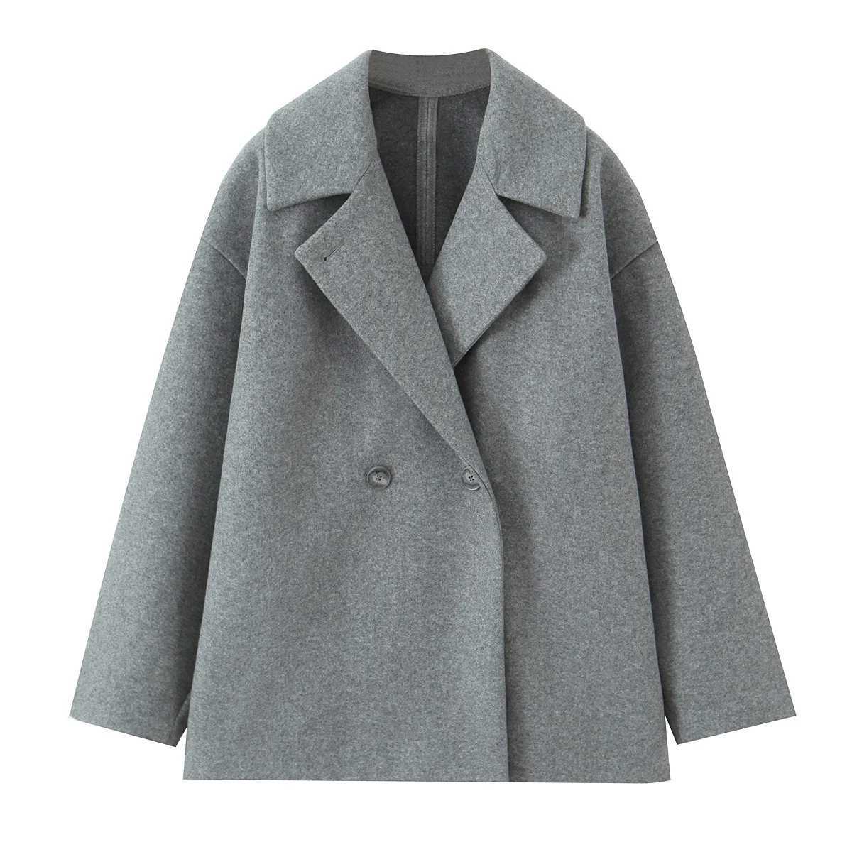 2025 autumn new womens clothing casual fashion simple commuting loose versatile soft double breasted long sleeved coat jacket J251103