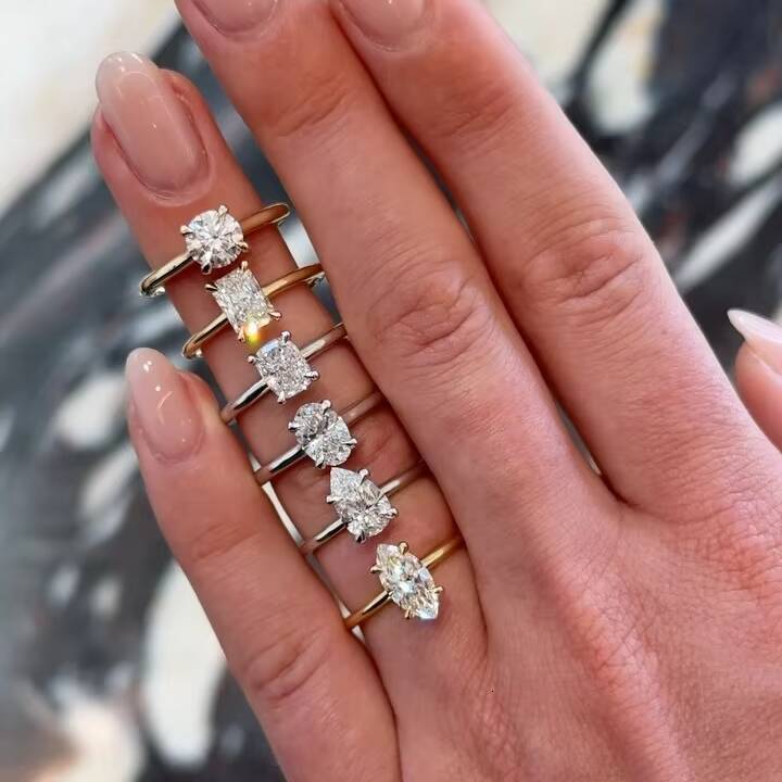 925 Sterling Silver Mossanite Ring GRA VVS1 Moissanite Emerald Radiant Oval Pear Cut Shape Engagement Ring 1ct-5ct