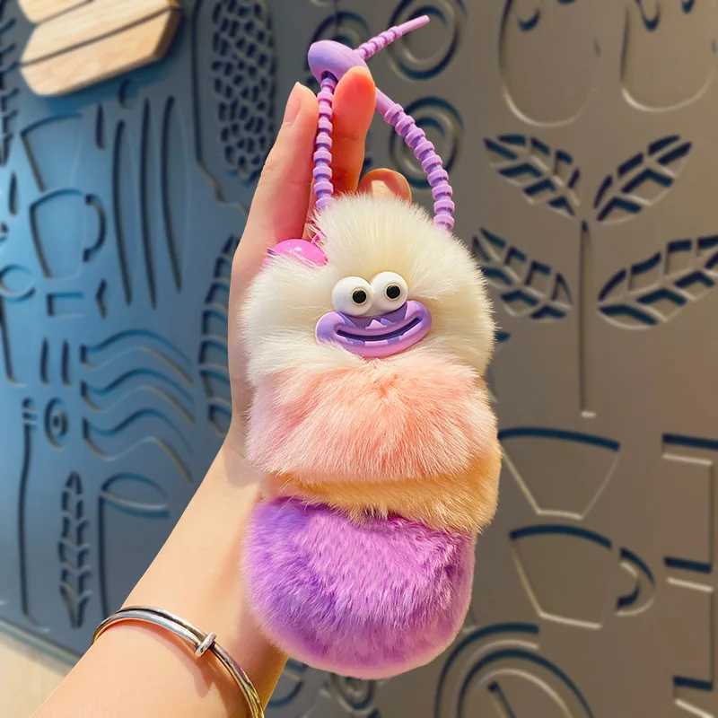 Key Holder Animal Plush Caterpillars Keychain Fluffy Creative Colorful Plush Keyring Kawaii Cute Cartoon Bag Ornaments Kids C251104