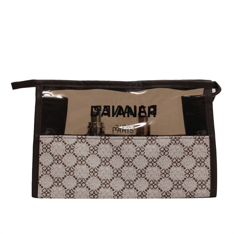 Designer new luxury monogram PVC extra-large capacity portable women's travel toiletry storage transparent makeup bag, transparent storage pouch.