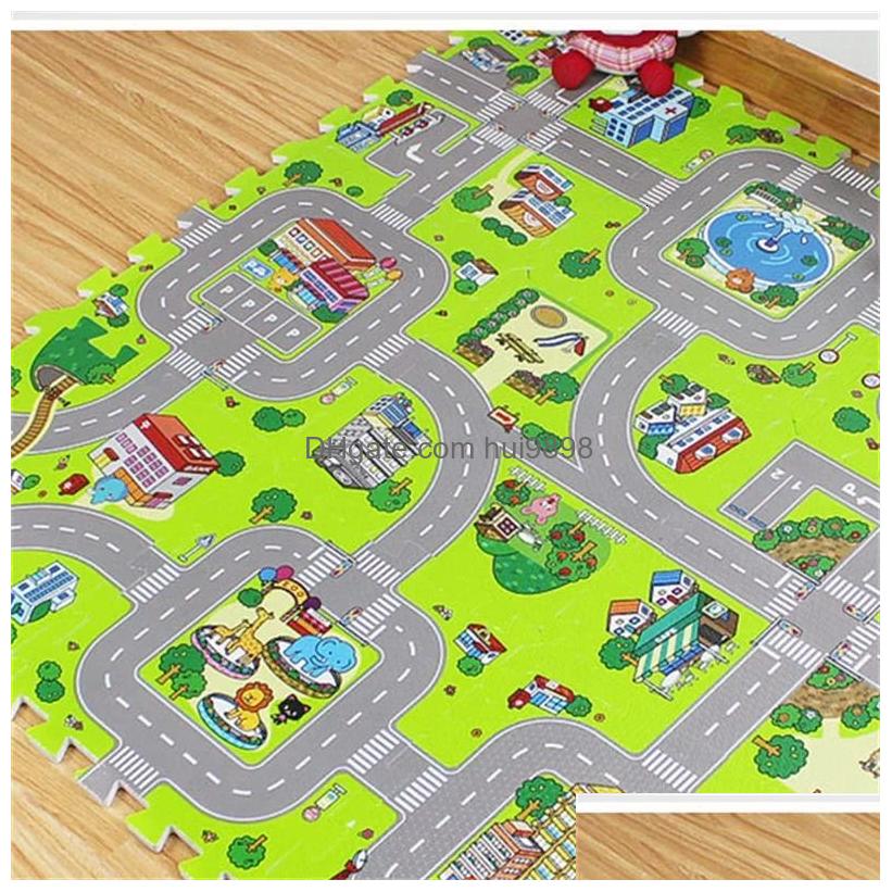 Baby Rugs Playmats Play Mat 9Pcslot Kids Carpet Playmat Children Rug Soft Floor Toys Road Traffic Home Decor Eva Foam Puzzles 24041 Dhcwv S25414