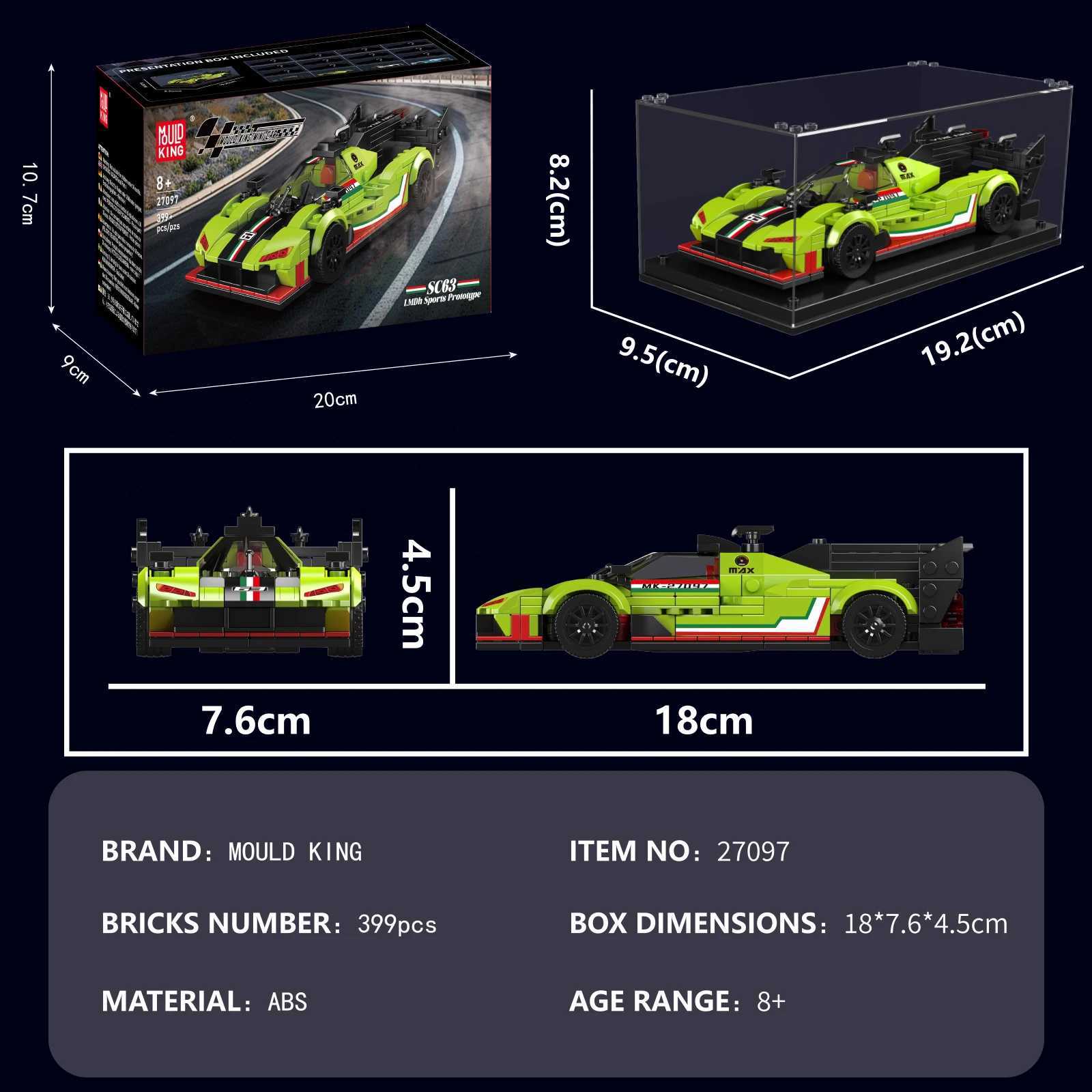 MOULD KING 27097 27098 27099 Sports Racing Car SC63 FR499P Model Building Block with Display Box Brick Assembly Xmas Gift C251104