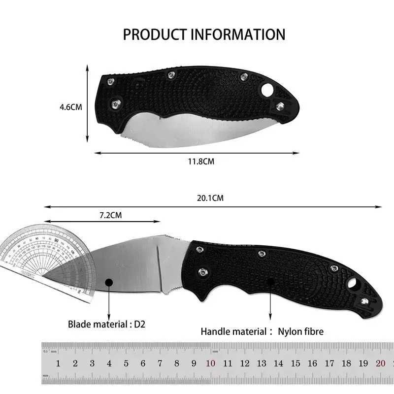 C101 Pocket Folding Knife Outdoor Hunting Tool Survival Multi functional Tactical Outdoor Knife Nylon Fiber Optic Handle EDC KnifeT250402