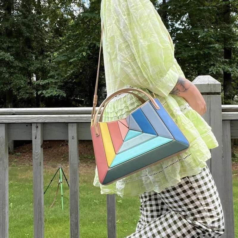 Casual Bags For Women Handbags And Purses Designer 2023 New In PU Splicing Contrasting Top Handle Shoulder Messenger Bag