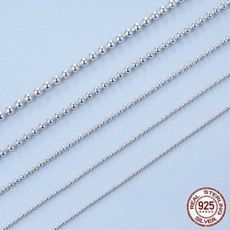 Pure 925 Sterling Silver Chain Necklace for WomenS925 1mm - 2mm Ball Beads Collar De Cadena De Plata 40cm-50cm Long DIY JewelryXJ251104