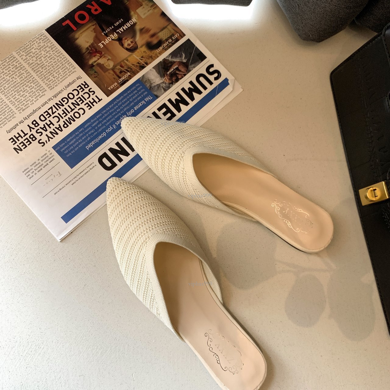 New Designer Sandals With Free Shipping Cool 2025 Internet Famous Summer New Korean Version Knitted Toe Cap Half With Pointed Tips Wearing M Ller Slip