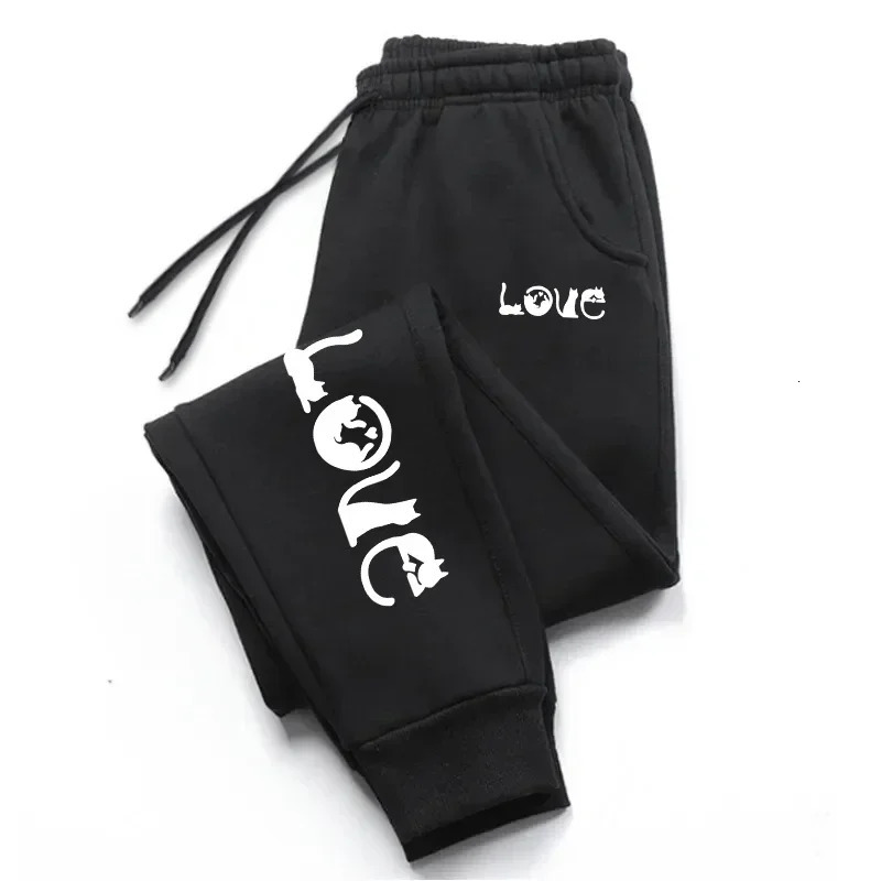 Womens Love Letter Cat Print Long Pants Autumn and Winter Casual Sweatpants Women Bottoms Jogging Fitness Sports Trousers Z260314