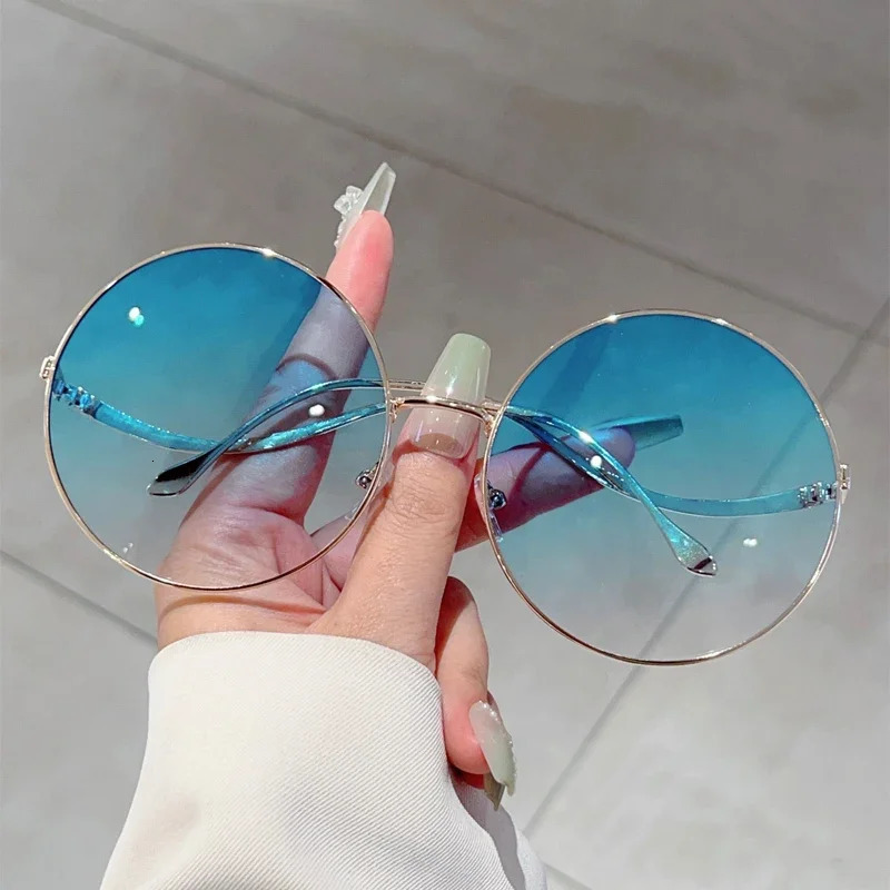KAMMPT oversized circular sunglasses for women 2024 retro gradient shadow trend fashion n 250325