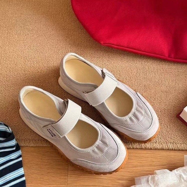 designer shoes 2025 French Mary Jane women's shoes style thick sole all-match genuine leather breathable casual canvas shoes single shoes