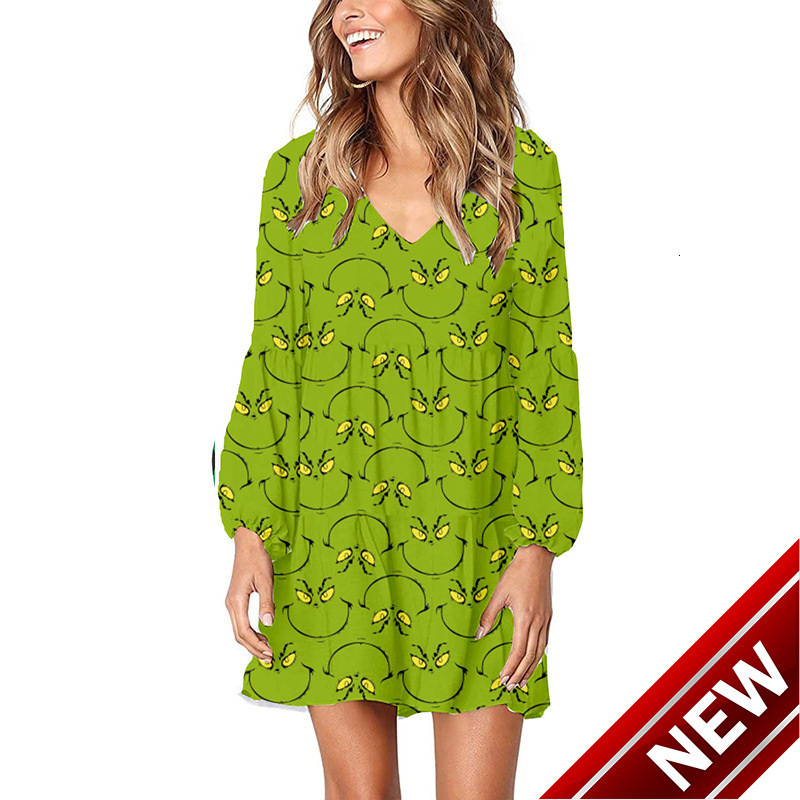 2025 New Fashionable Trendy Casual Loose Long Sleeve Thin Printed Dress for Women