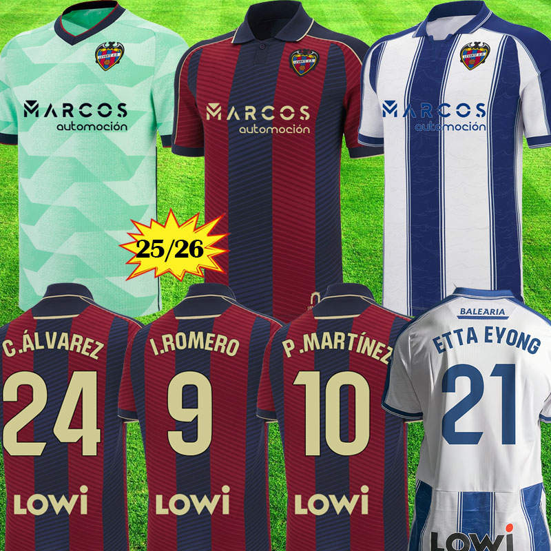 Levante UD Soccer Jerseys ETTA EYONG Levante 25 26 Home Kit 100th Anniversary of Portal de Vallejo LUD Kit Granotes Shirts The Frogs Football shirt 2025 2026 Uniform