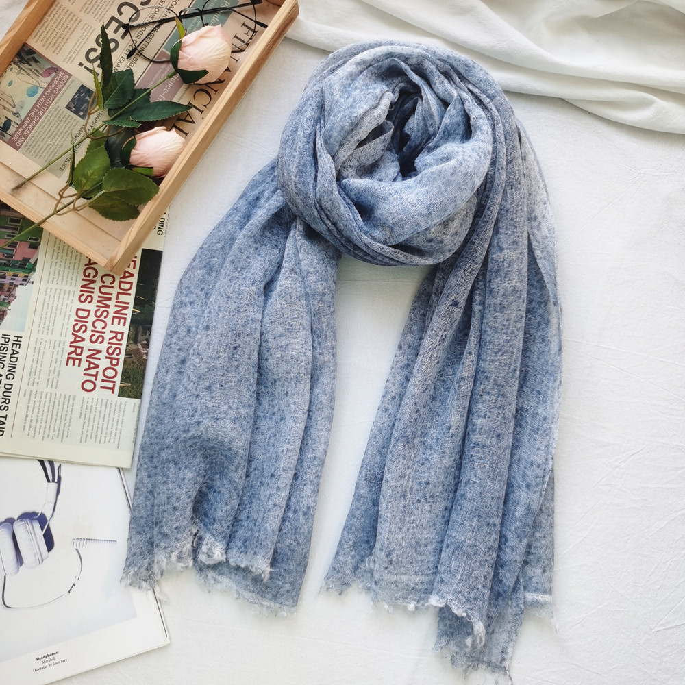K304 Spray-dyed thin wool scarf for women solid color scarf winter Korean style pockmarked flowered ladies shawl