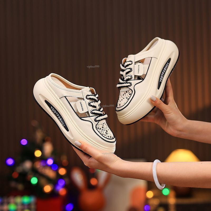 New Designer Sandals With Free Shipping 2025 Small White Board Shoes Net Red Envelope Head Half Slippers For Women, Summer Outwear Flat Fashion