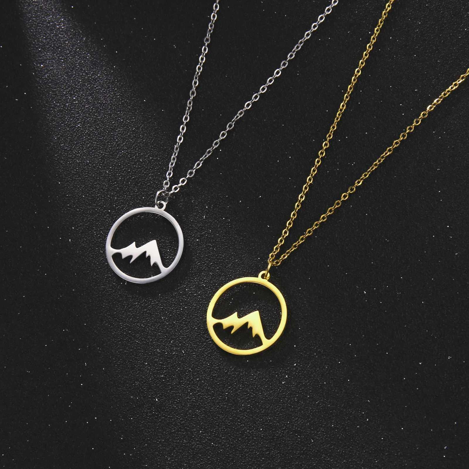 Ring Mountain Pendant Necklace Stainless Steel Mens and Womens Retro Geometric Ethnic Necklace Couple Party Jewelry GiftXJ251104