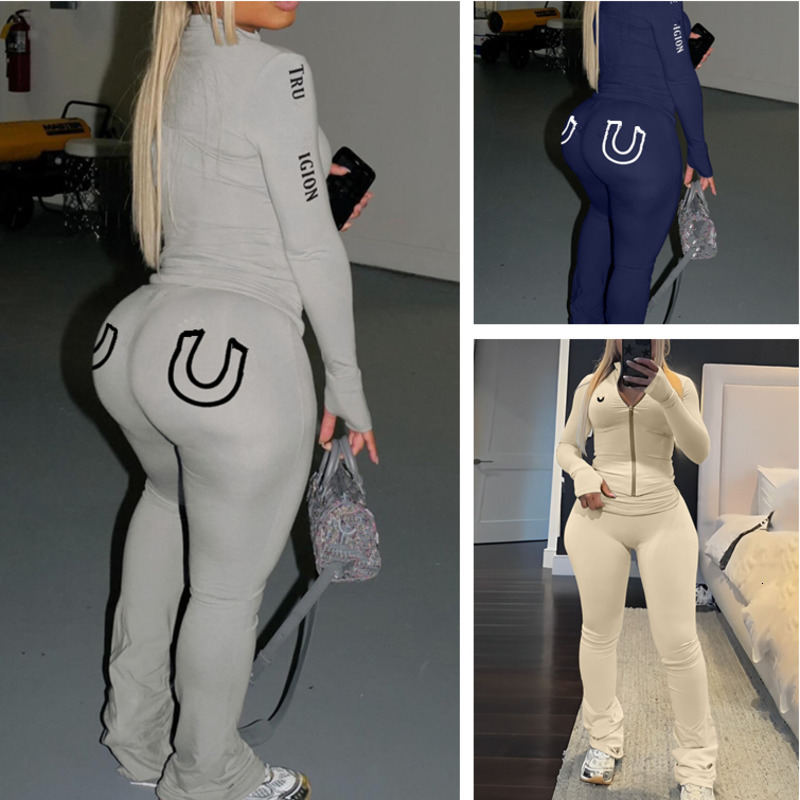 Spring And Autumn 2 Two Piece Set Designer Womens Tracksuits New Pattern Long Sleeve Zipper Slimming Pants Outfits