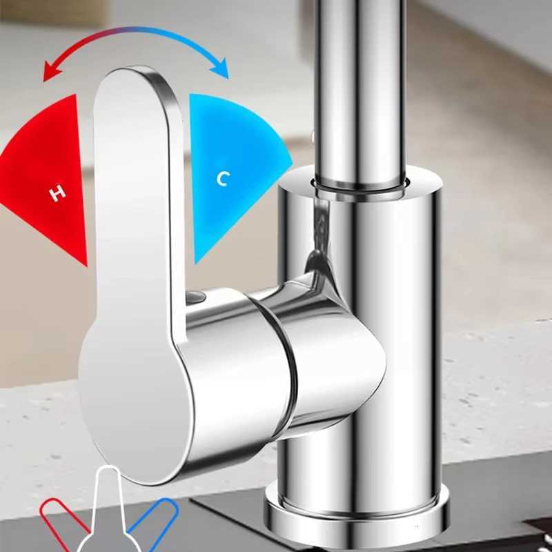 Waterfall kitchen faucet stainless steel 360 rotating waterfall flow spray hot and cold water sink mixer kitchen faucet Y251104