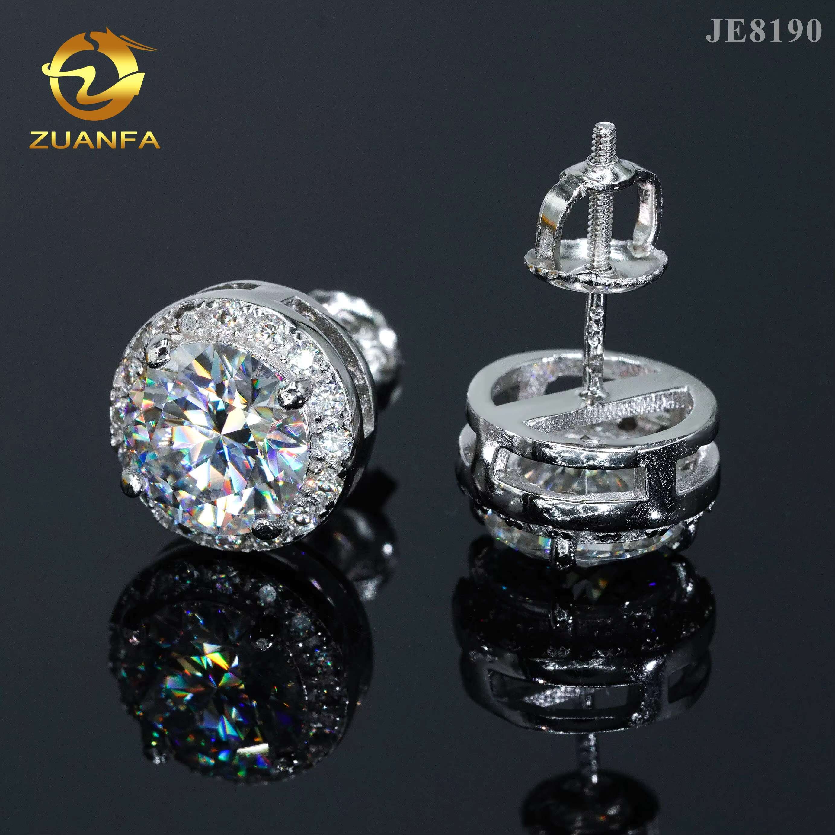 Pass diamond tester s925 sterling silver gold plated shining earring studs screw back women men vvs moissanite earring stud