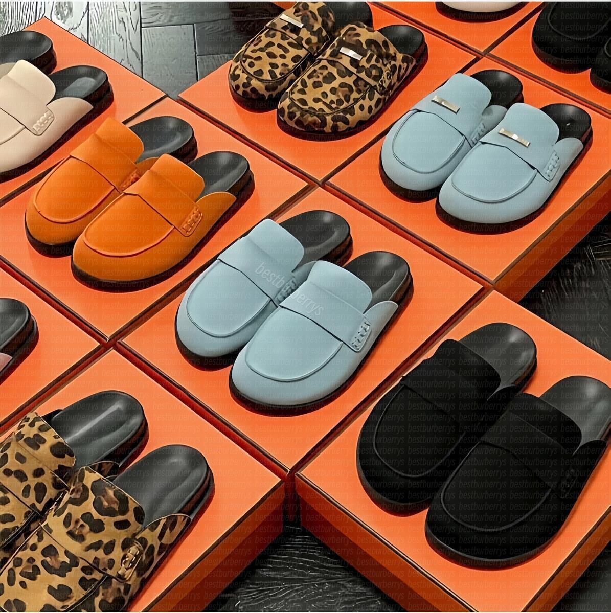 Designer Mule Slippers Loafers for Summer Women Men Suede Leather Sandals Slip On Black Brown Beige Clogs Noir Comfortable Stylish Shoes 35-45