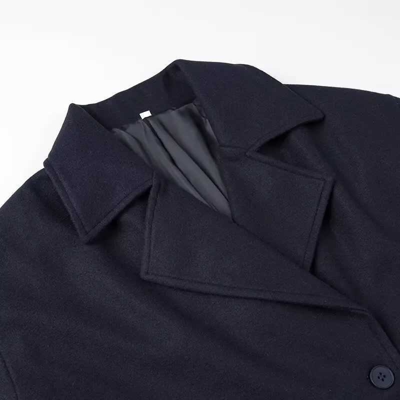 Autumn Winter Women Blazer Woolen Coats Casual Double Breasted TurnDown Collar Female Short Jackets Lady Loose Outcoat Streetwe J251103