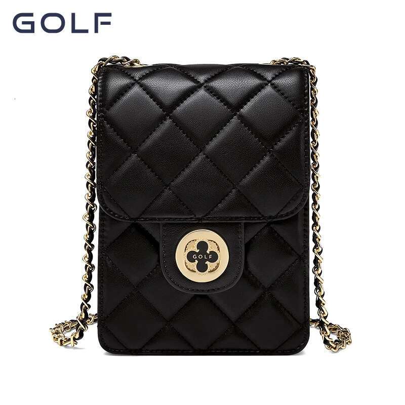 GOLF 2024 New Genuine Leather Mobile Phone Women's Gge Chain Small Square Bag Mini One Shoulder Crossbody
