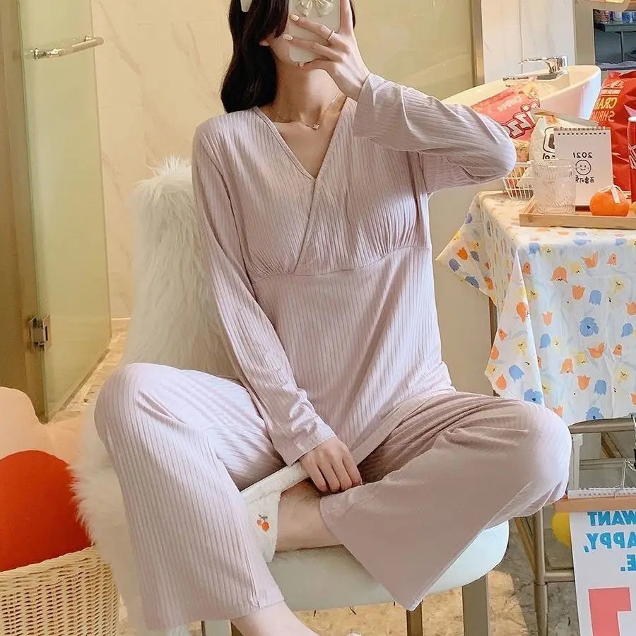 Pregnancy breastfeeding clothing spring and summer maternity pajamas womens postpartum sets home clothing maternity care pajamas 250402