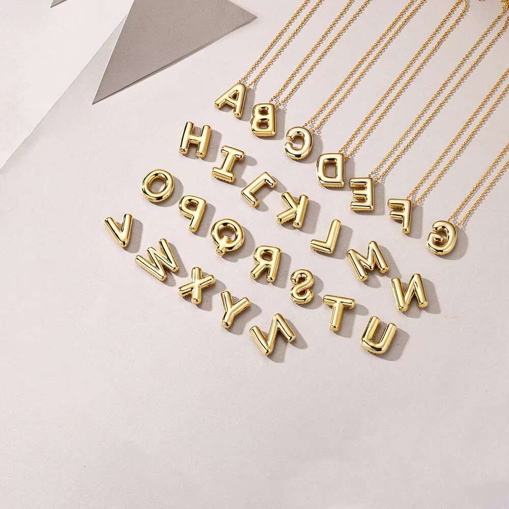 S Sier Silica Initial Necklace Gold Plated Personalized Letter Pendant, Full Series of 26 Letters
