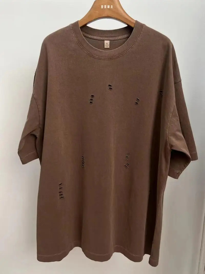 cardigan short sleeved loose casual mens and womens same retro fashion bottom shirt oversized T-shirt 250403