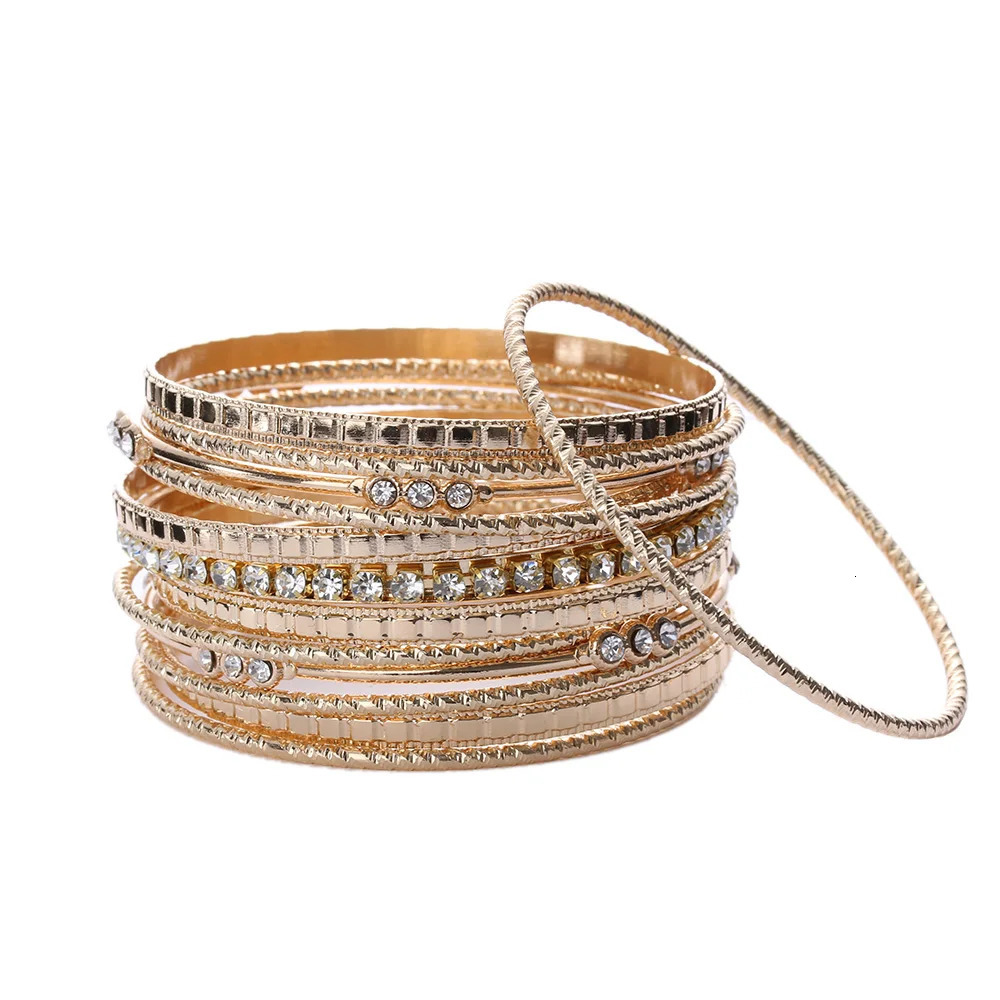 Big Circle Metal Wire Indian Bangle Jewelry Party Gifts Retro Style Trendy Gold Silver Plated Bangles Bracelets Set For Women 250327