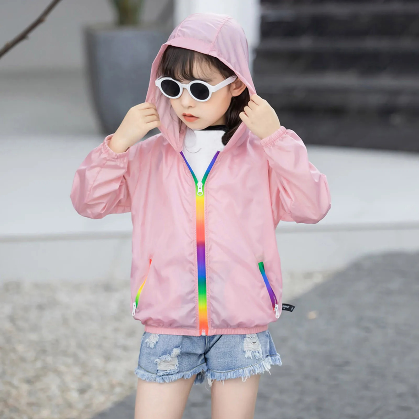 Children boys girls sun protection hoodies toddler jackets lightweight summer breathable clothing 250325