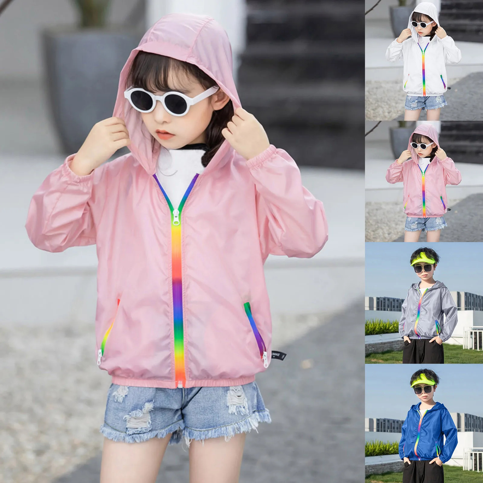 Children boys girls sun protection hoodies toddler jackets lightweight summer breathable clothing 250325