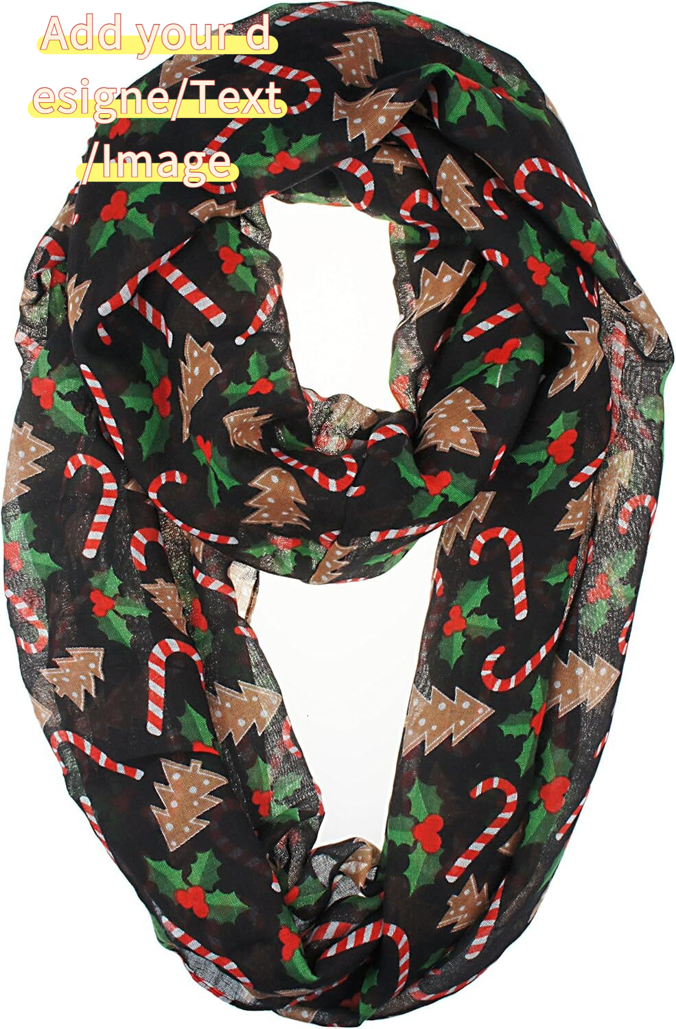 Custom Christmas Gift Wrapped Fall Winter Soft Lightweight Sheer Holiday Infinity Christmas Scarf for Women