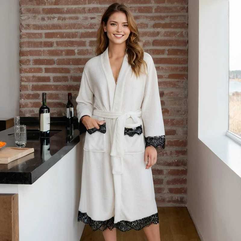 2025 Autumn Winter New Flannel Nightwear Loose Kimono Robe Casual Homewear Women Warm Robes Long Sleepwear Loose Loungewear C251104