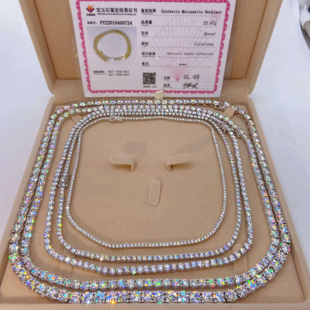Wholesale Factory Price Iced Out 2mm 3mm 4mm 5mm 6.5mm Sterg Sier Lab Dia VVS Moissanite Tennis Chain