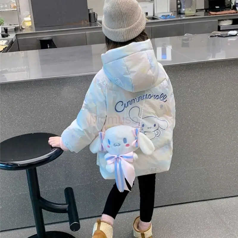 Sanrio Hot Cinnamoroll Kids Cartoon Cotton Coat Girls Kawaii Leisure Outdoor Jacket Thick Warm Winter Clothes Girls Gift New H251104