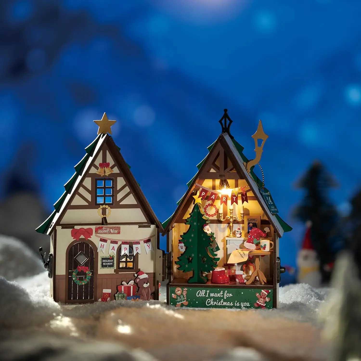 Robotime DIY Miniature House Kit Decoration Christmas Fireplace Mini House Building Craft Kits for Adults Gift For Christmas C251104