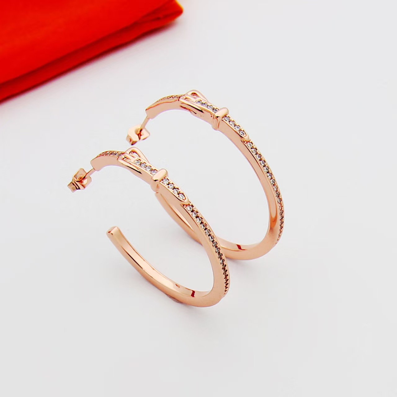 Fashion brand H classic C-shaped belt buckle diamond earrings high-quality 18k gold jewelry for women Z260313