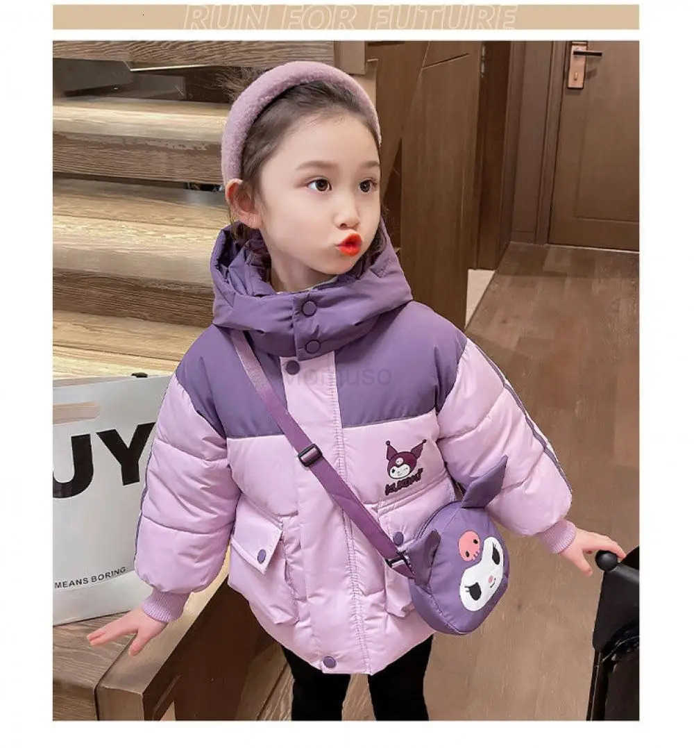Sanrio Kawaii Winter Girl Cotton Clothes Cartoon Plus Velvet Thicken Baby Clothes Coat Child Cotton Coat Cotton Padded Jacket H251104