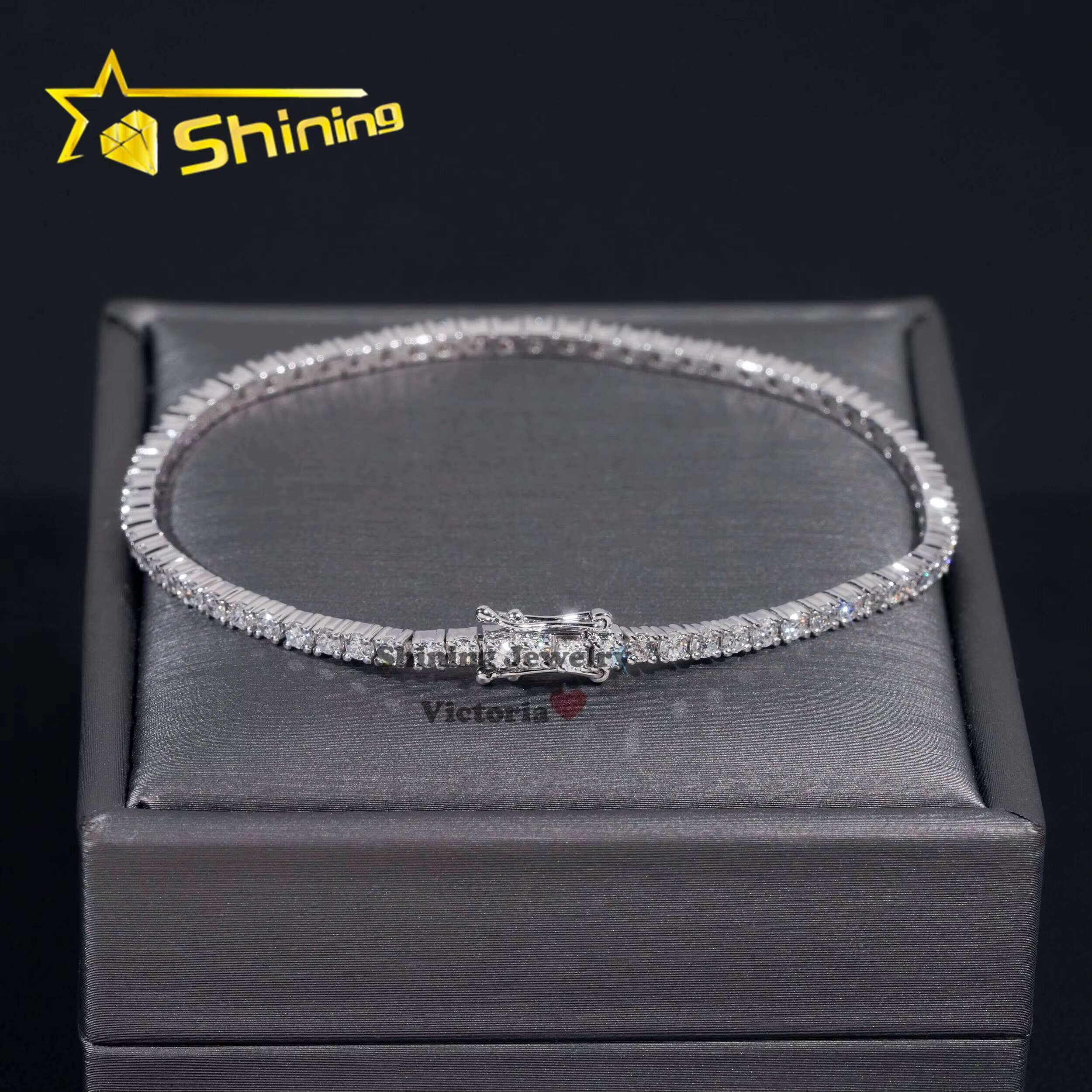 Custom High Quality Fine Jewelry Hip Hop Chain Lab Grown Diamond Tennis Necklace 10K 14K 18K Real Gold 2MM Tennis Bracelet