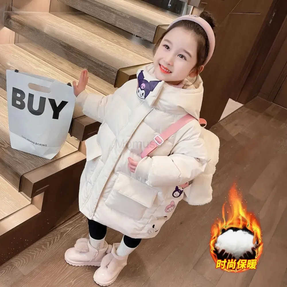 Sanrio New Kawaii Kuromi Children Down Cotton Padded Jacket Coat Cute Thicken Warm Winter Clothes Cotton Coat Kids Cartoon Tops Gift H251104