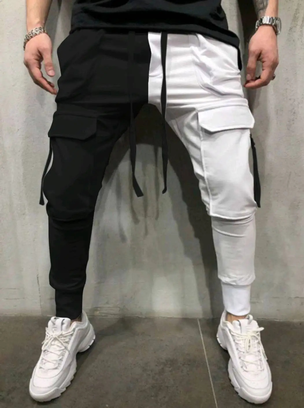 Spring and summer trend mens casual sports pants color matching fitness yinyang hiphop street commodity 250403e