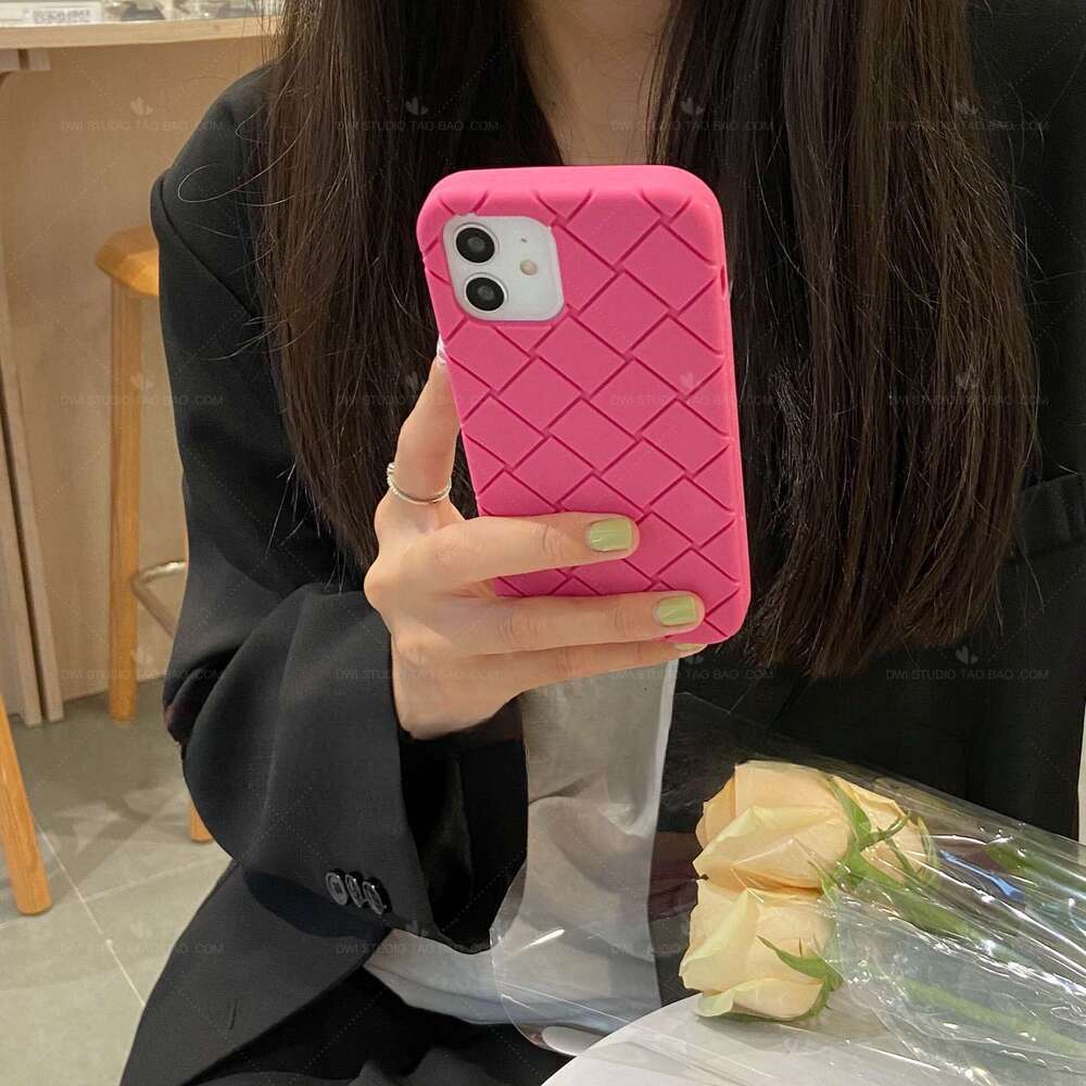 DHelectronics Compatible with Ins BV Woven Pattern Apple Phone Case XS Korean and Japanese Style iPhone 13 Pro Max/15