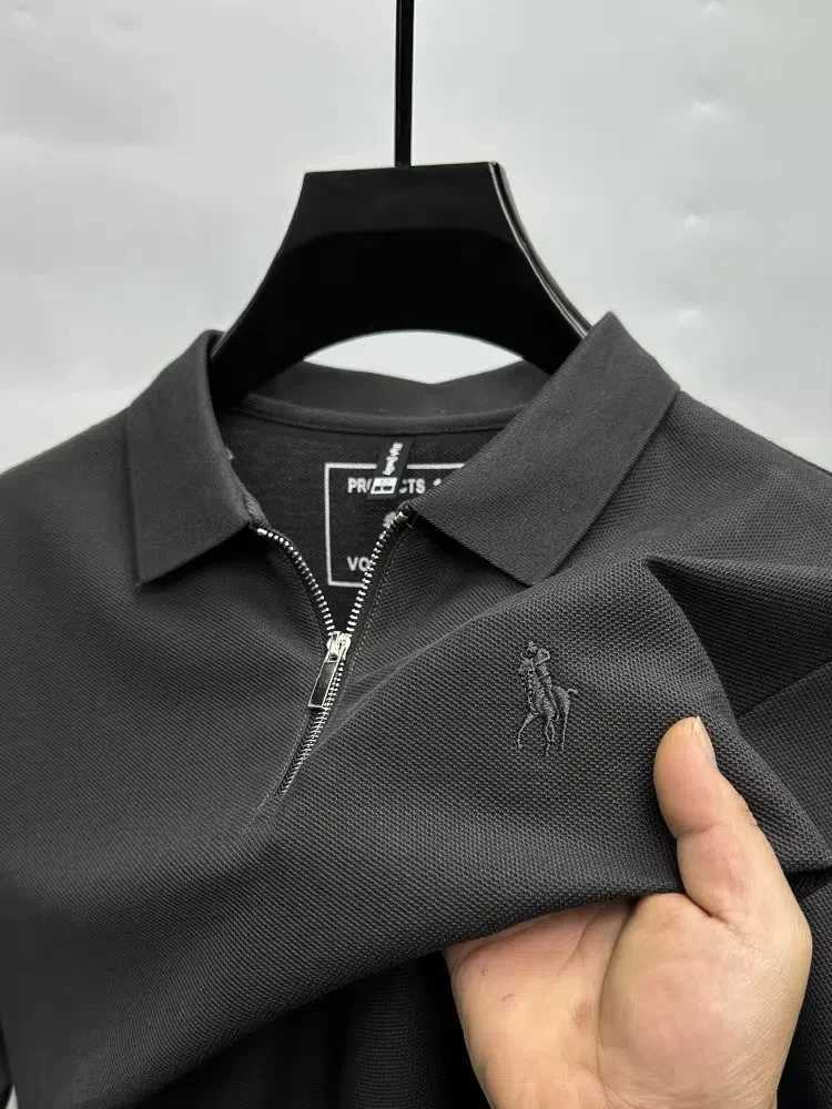 High end brand embroidered mens short sleeve half zip polo shirt short sleeve summer breathable business casual Paul T-shirt Z251104