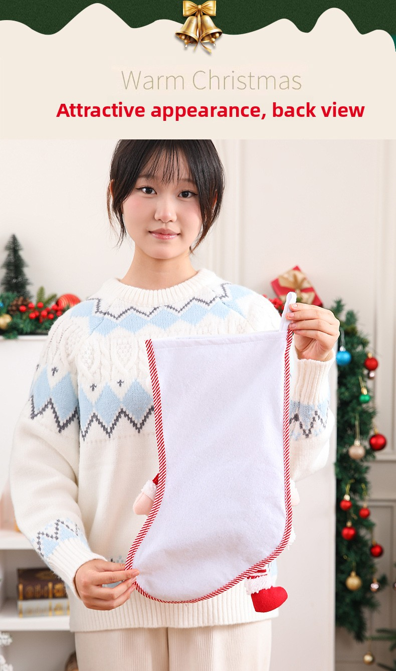 2-Pack Christmas Stocking Gift Bags Candy Gift Boxes Christmas Tree Ornaments Hanging Decorations with Santa Snowman and Reindeer Creative Hangers