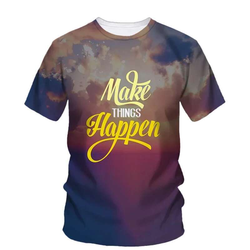 Fashion Originality Inspirational Slogans 3D Personality Print Men's t-shirt Summer Casual Short Sleeve Tops Fun Trend Men Tees