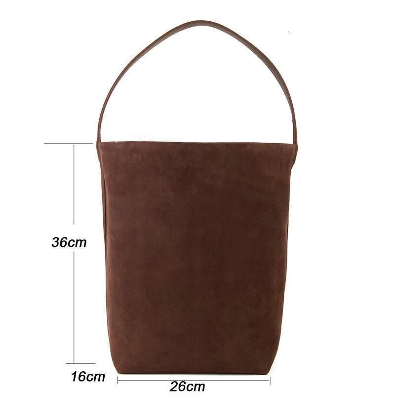 Natural Cow Suede Tote For Women Nubuck Coffee Large Capacity Shoulder Bag Genuine Leather