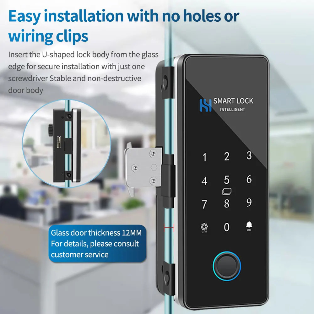 Smart Door Lock For Wooden Sliding Glass Door HAHALock App Biometric Fingerprint Lock Bluetooth IC Card Electronic Digital Lock 250402