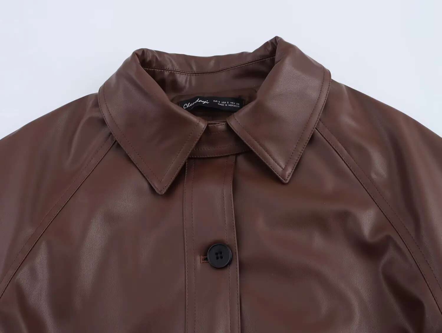 TRAFZA 2025 Spring Elegant Solid PU Windbreak Single Breasted Pockets Loose Jacket Sashes Fashion Women Casual Wind Coat